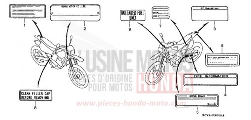 ETIQUETTE DE PRECAUTIONS XR400R3 de 2003